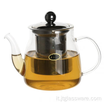 teiera in vetro filtrante per tè con filtro